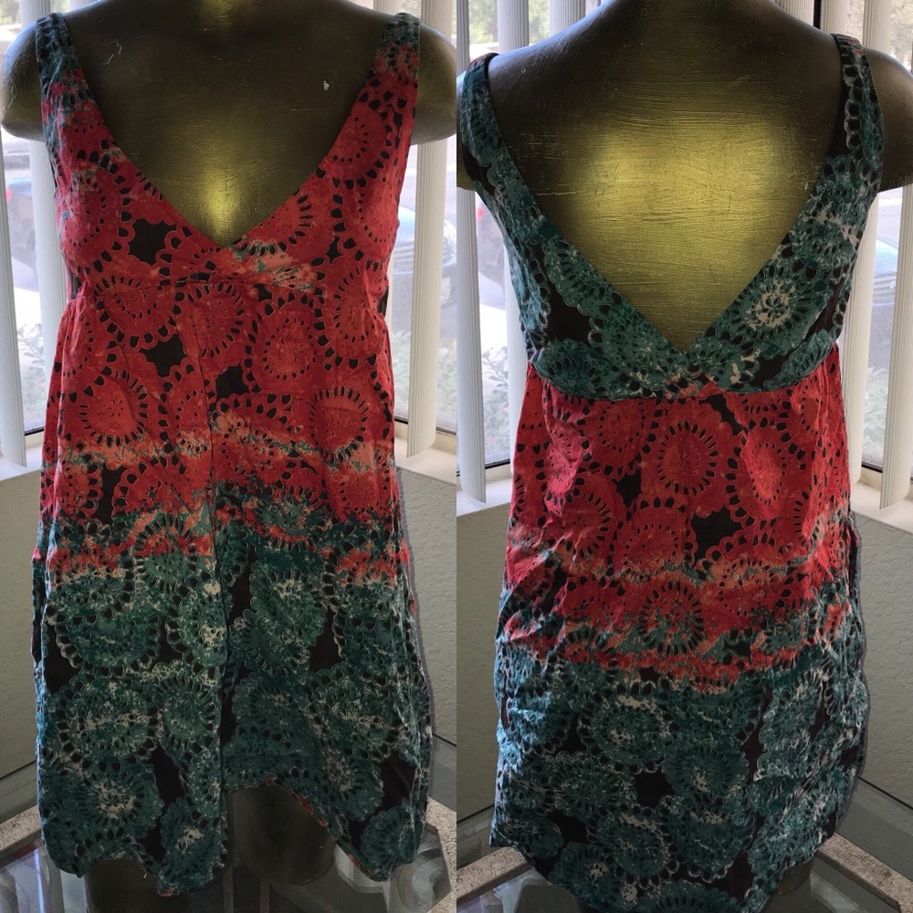 OLD NAVY Mexican Print CORAL & TURQUOISE Dress S